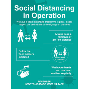 Social Distancing in Operation Rigid PVC Sign (600 x 800mm)