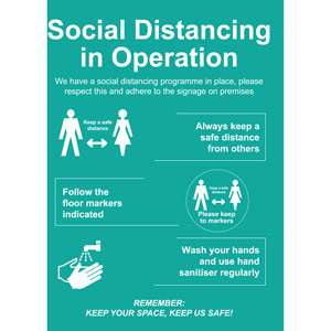 Social Distancing In Operation Keep A Safe Distance Sign - Rigid 1mm PVC Board (200 x 300mm)