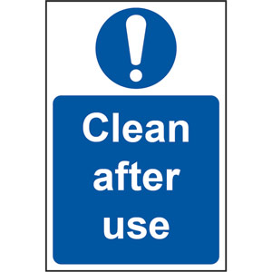 Mandatory Self-Adhesive Vinyl Sign (200 x 300mm) - Clean After Use