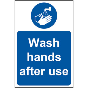 Mandatory Self-Adhesive Vinyl Sign (200 x 300mm) - Wash Hands After Use