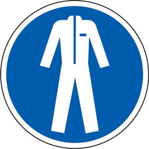 Blue Social Distancing Floor Graphic - Wear Protective Clothing (200mm dia.)