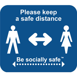 Turquoise Social Distancing Floor Graphic - Please Keep A Safe Distance (190mm dia.) 25pk