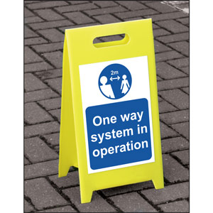 Lightweight and sturdy Correx A-Board (Blue) - One Way System In Operation