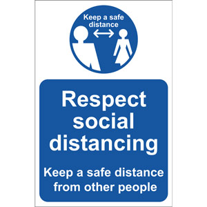Lightweight and Sturdy Correx A-Board (Blue) - Respect Social Distancing Keep A Safe Distance A-Board