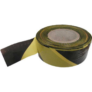 Non-adhesive polythene barrier tape Black/Yellow 75mm x 500m