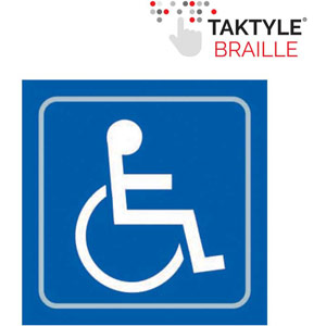 Disabled Graphic Braille Sign - Self-Adhesive Taktyle - Blue (150mm x 150mm)