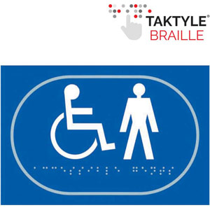 Disabled / Gents Graphic Braille Sign - Self-Adhesive Taktyle - Blue (225mm x 150mm)