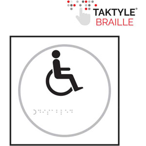 Disabled Symbol Braille Sign - Self-Adhesive Taktyle - White (150mm x 150mm)