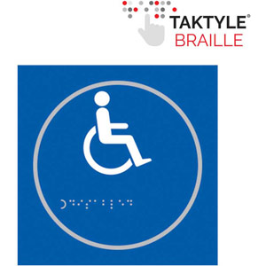 Disabled Symbol Braille Sign - Self-Adhesive Taktyle - Blue (150mm x 150mm)