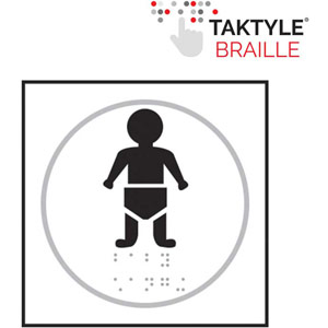 Baby Symbol Braille Sign - Self-Adhesive Taktyle - White  (150mm x 150mm)