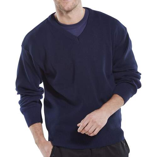 Click Acrylic V-Neck Sweater Navy Blue
