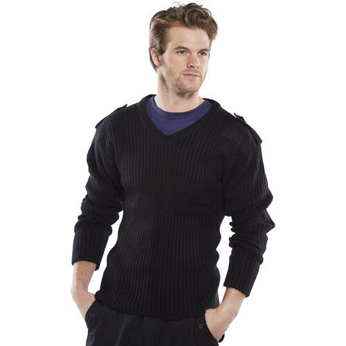 Acrylic Mod V-Neck Sweater Black