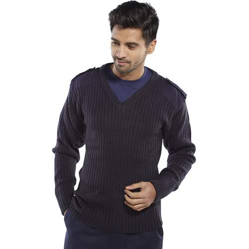 Acrylic Mod V-Neck Sweater Navy Blue