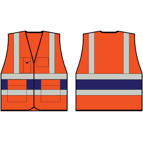 Orange Executive Vest With Navy Blue Band