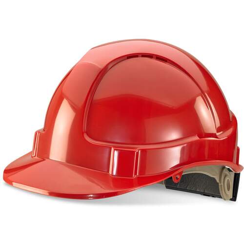 Wheel Ratchet Vented Safety Helmet  Red