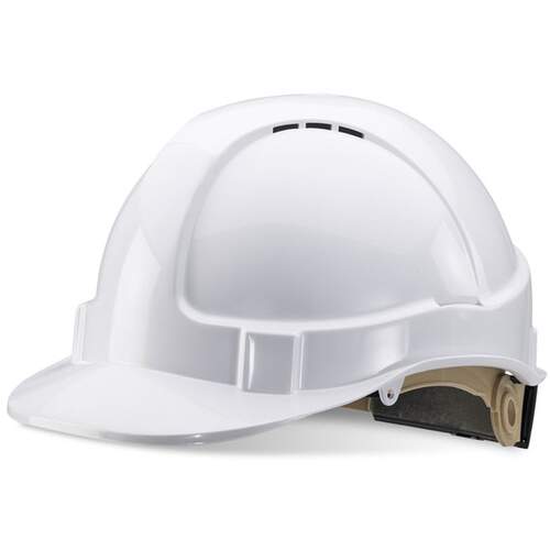 Wheel Ratchet Vented Safety Helmet  White