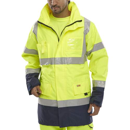 Two Tone Breathable Traffic Jacket Saturn Yellow / Navy