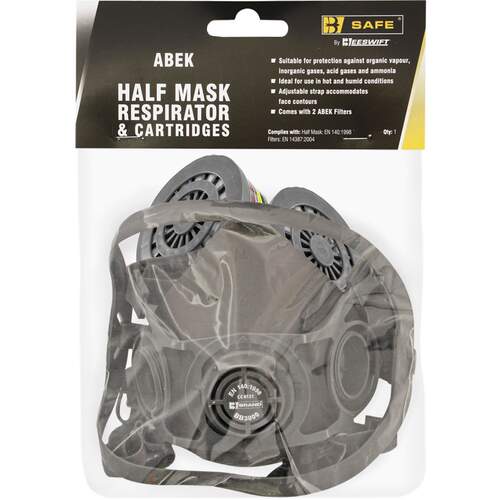 Half Mask Respirator And Abek Cartridges - Grey