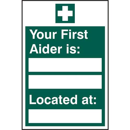 First Aider Located Rpvc (Pk5) 200mm X 300mm