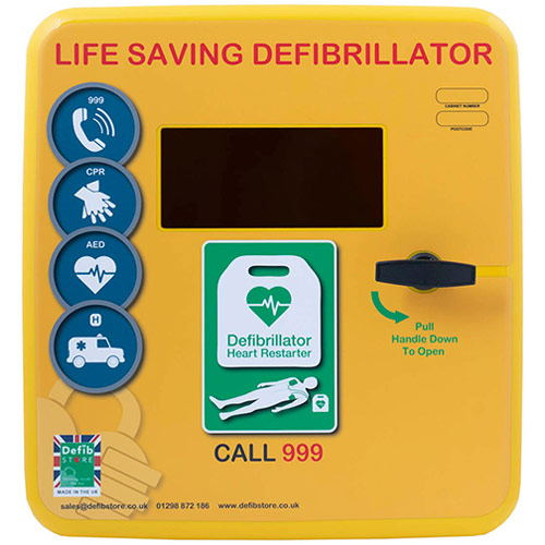 Defibrillator Polycarbonate Cabinet Unlocked Heater Light Yellow
