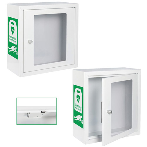 Indoor Alarmed Defibrillator Cabinet White