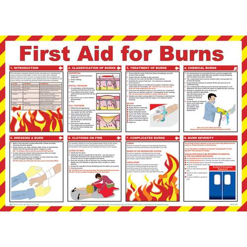 Click Medical First Aid For Burns Poster A603