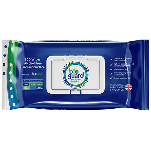 Bioguard 200 Soft Pack Hand And Surface Wipe Alcohol Free Blue