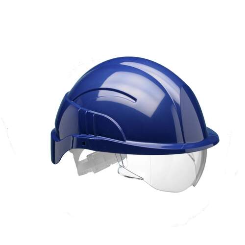 Vision Plus Safety Helmet With Integrated Visor Blue