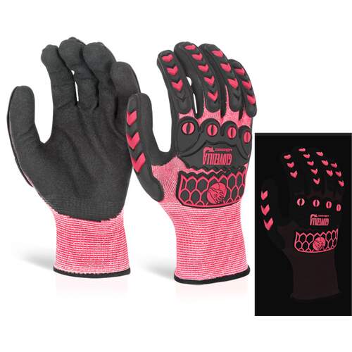 Glovezilla Glow In The Dark Foam Nitrile Glove Pink