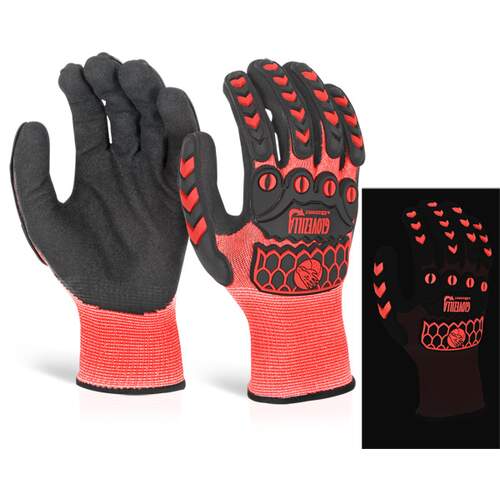 Glovezilla Glow In The Dark Foam Nitrile Glove Red