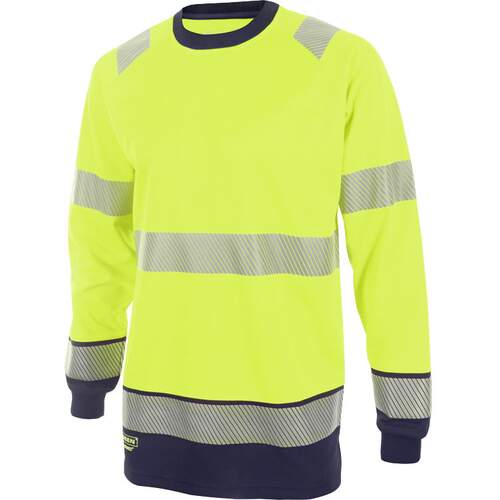 Hivis Two Tone Long Sleeve T Shirt Saturn Yellow / Navy