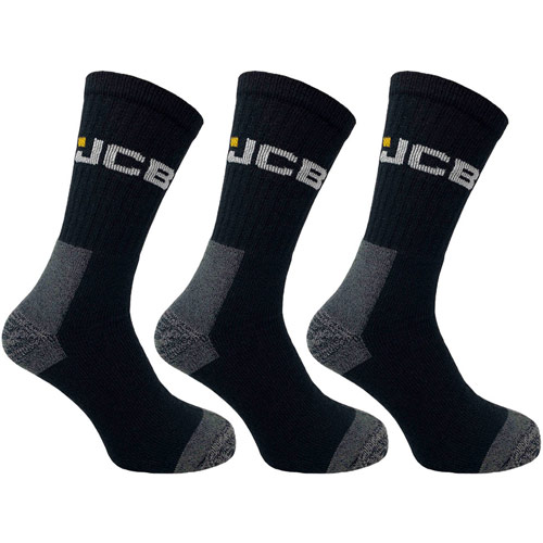 JCB Work Socks With Added Elastane Black 6-11 (3 Pack)