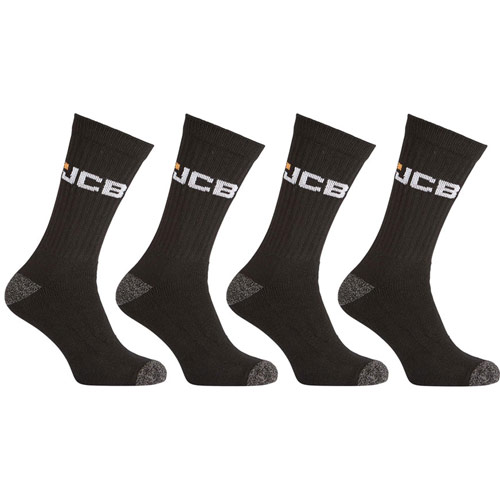 JCB Workwear Apparel Socks Grey H/T-Black 6-11 (4 Pack)