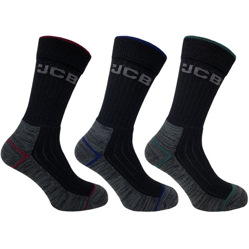 JCB Work Tough Socks Black Mix 6-11 (3 Pack)