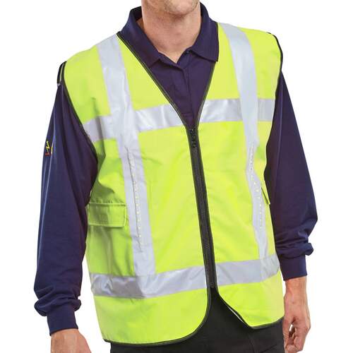 Light Vest Safety Basic Front Light C/W Pockets S/Y L/XL
