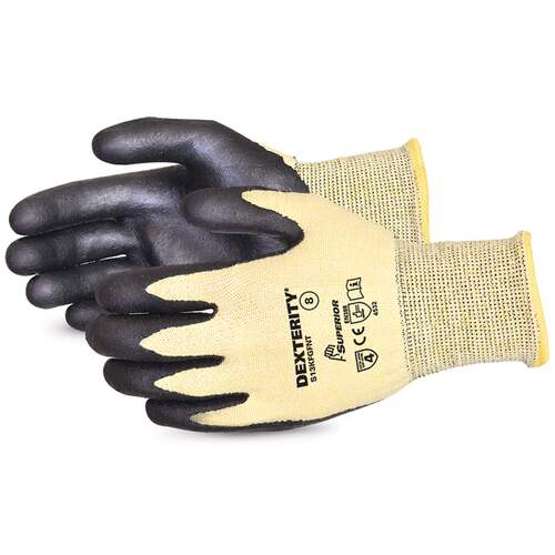 Dexterity-® Nitrile Palm-Coated Cut-Resistant String-Knit Glove Black 11