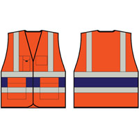 Orange Executive Vest With Navy Blue Band