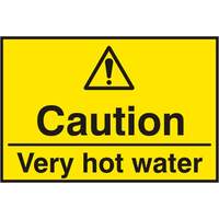 Caution Hot Water Sav (Pk5) 75mm X 50mm
