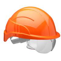 Vision Plus Safety Helmet Integrated Visor Orange