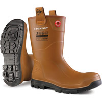 Dunlop Purofort Rigpro Full Safety Tan Rigger Boots - Fur Lined