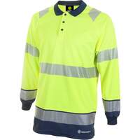 Hivis Two Tone Polo Shirt Long Sleeve Saturn Yellow / Navy