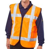 Light Vest Safety Basic Front Light C/W Pockets Orange L/XL