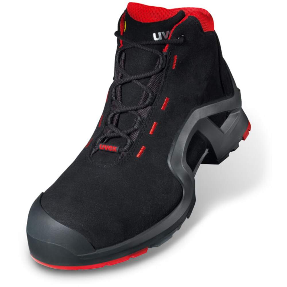 Photos - Safety Equipment UVEX 1 X-Tended Support S3 Src Lace-Up Boot - Black / Red - 10 UV8517210 