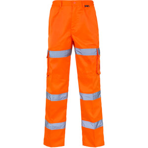 Supertouch Hi Vis 3 Band Combat Trousers - Orange