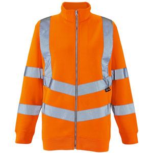 Supertouch Ladies Hi Vis Eshaal Zipped Sweatshirt - Orange