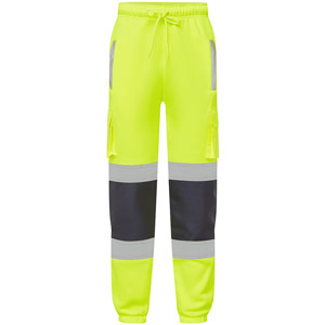 Supertouch Hi Vis 2 Tone Jogging Bottoms - Yellow/Navy
