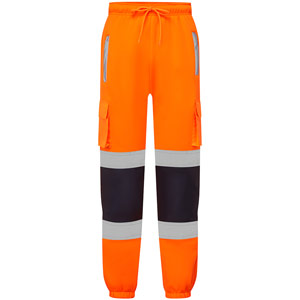 Supertouch Hi Vis 2 Tone Jogging Bottoms - Orange/Navy