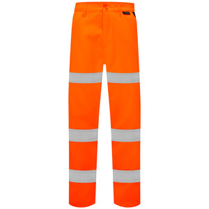 Supertouch Hi Vis 3 Band Polycotton Trousers - Orange