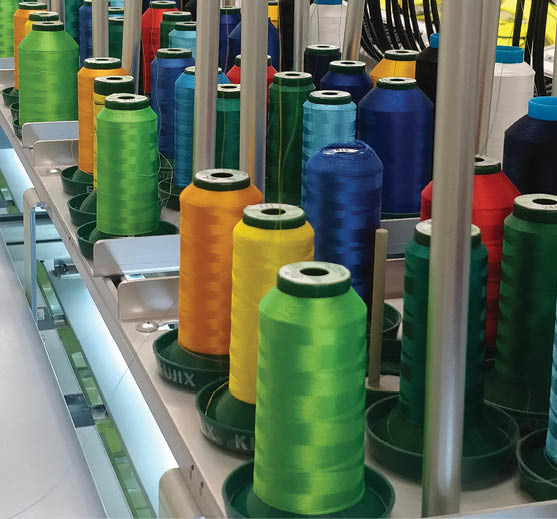Embroidery threads in multiple colours