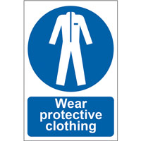 Mandatory Self-Adhesive PVC Sign (200 x 300mm) - Wear Protective Clothing